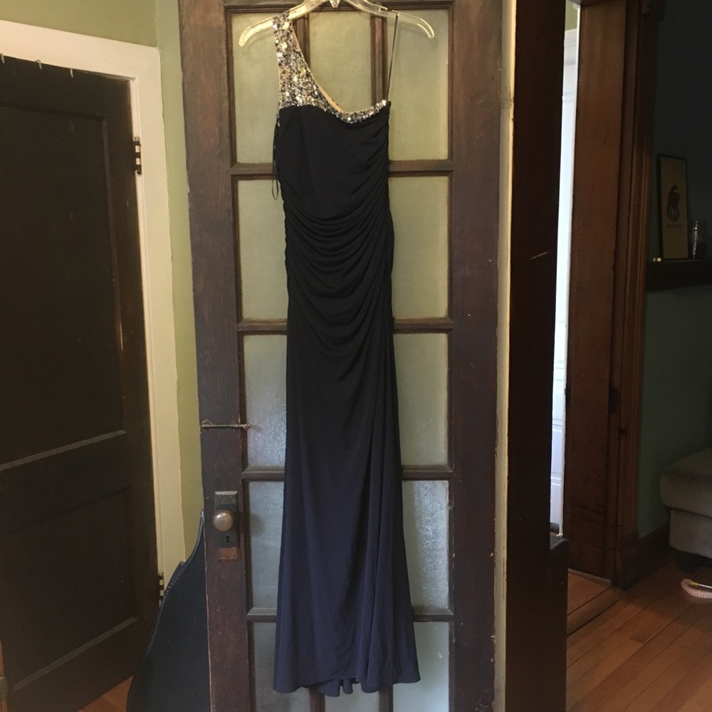 Formal, one shoulder dress with sequin detail